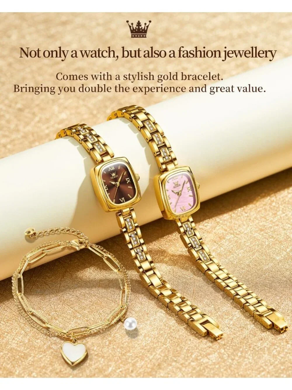 Women's Brown Set Shinning Elegant Luxury Necklaces & Bracelets Wrist Watches